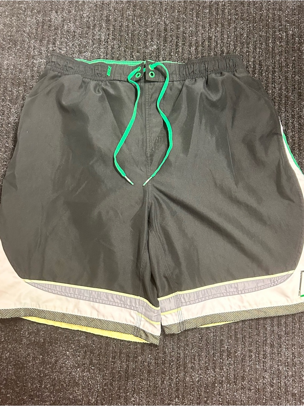 Black Nike Shorts with Neon Green Drawstring